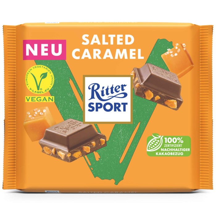 Vegane Ritter Sport Schokolade Salted Caramel 100g