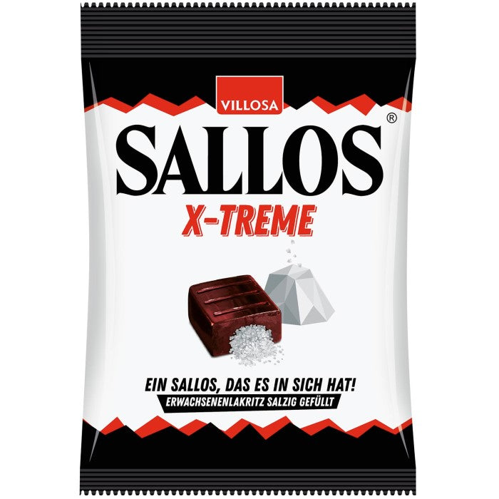 Sallos X-Treme Lakritz Bonbons mit Salmiak-Salz-Füllung 150g / 5.29 oz