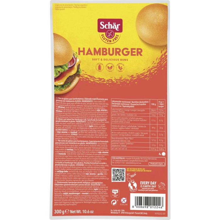 Schär Hamburger Brötchen Glutenfrei, Laktosefrei 300g / 10.58oz