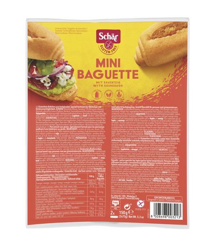 Schär Mini Baguette Glutenfrei, Laktosefrei 150g / 5.29oz