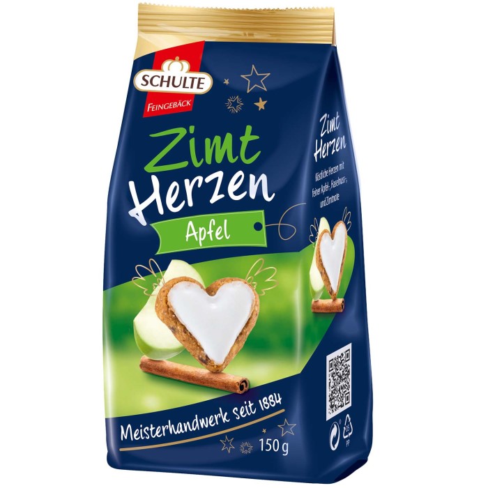 Schulte Zimt-Herzen Apfel Lebkuchenherzen mit Zimt und Apfel Geschmack 150g