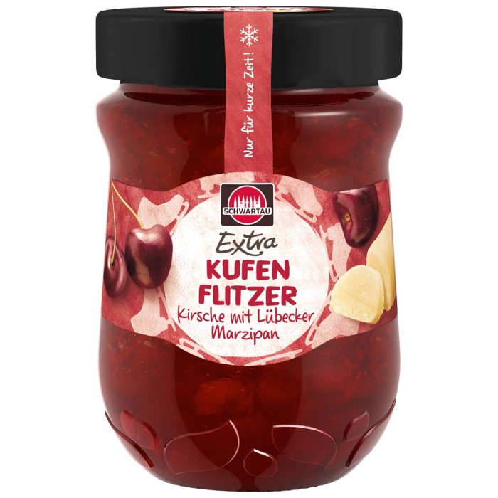 Schwartau Extra Kufenflitzer Kirsche mit Lübecker Marzipan Konfitüre 340g / 11.99 oz