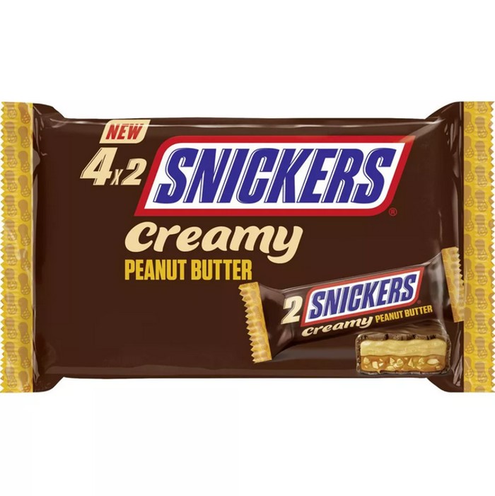 Snickers Creamy Peanut Butter Peanut Caramel Candy Bar 4x2 Pieces
