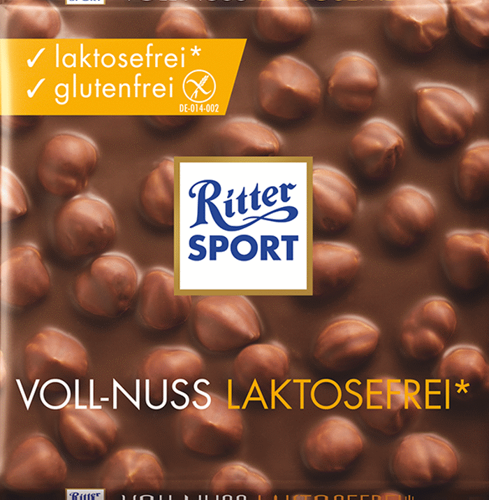 Ritter Sport chocolat au lait sans lactose et noisettes 100g