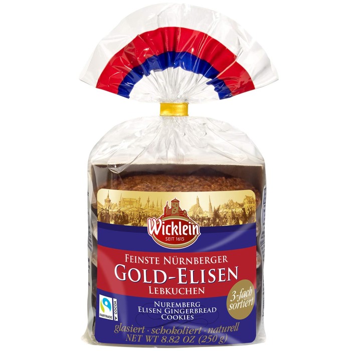 Wicklein Feinste Nürnberger Gold-Elisen Lebkuchen 3-fach sortiert 250g