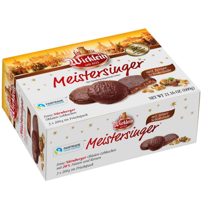 Wicklein Meistersinger Feine Nürnberger Oblaten Lebkuchen schokoliert 600g