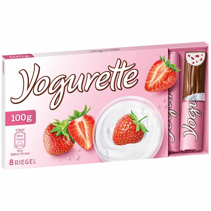 Ferrero Yogurette 8 Schokoriegel mit Erdbeer-Joghurt Füllung 100g