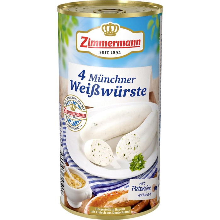 Zimmermann Münchener Weißwurst 4 Stück 250g