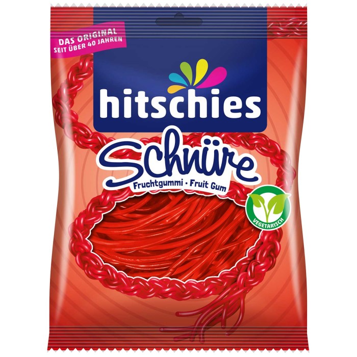 hitschies Fruchtgummi Schnüre Erdbeere 125g / 4.4 oz
